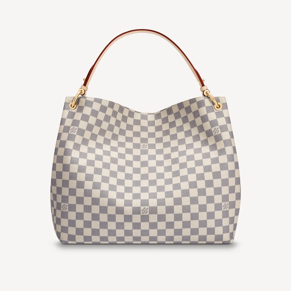 Louis Vuitton Graceful MM Damier Azur Canvas Hobo Bag With Beige Lining